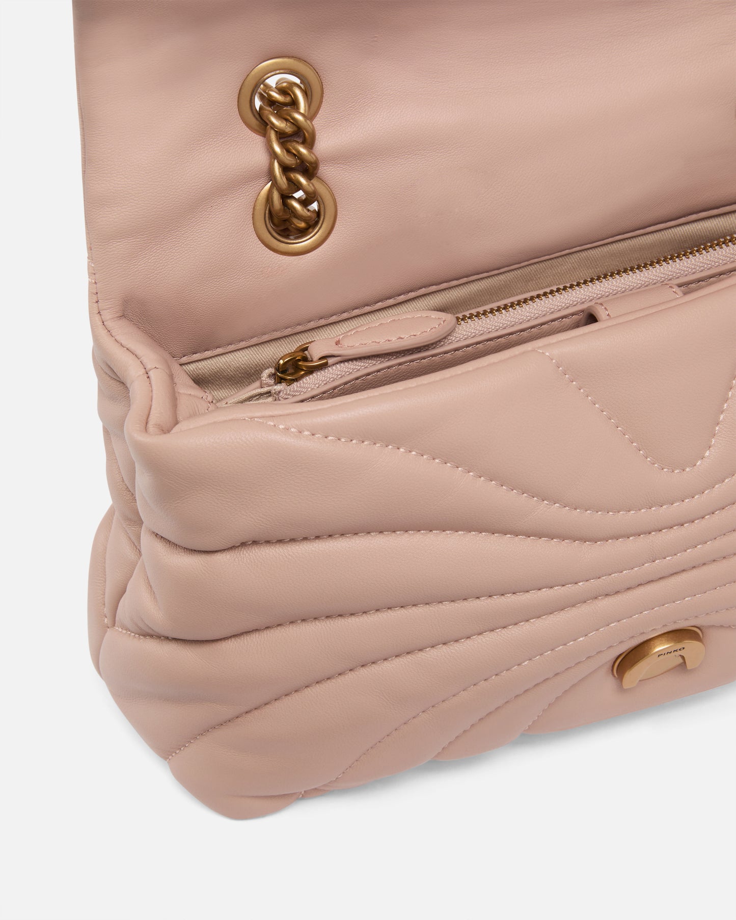 Pinko Borsa a tracolla grande Love Bag Puff trapunta farfalla rosa toast