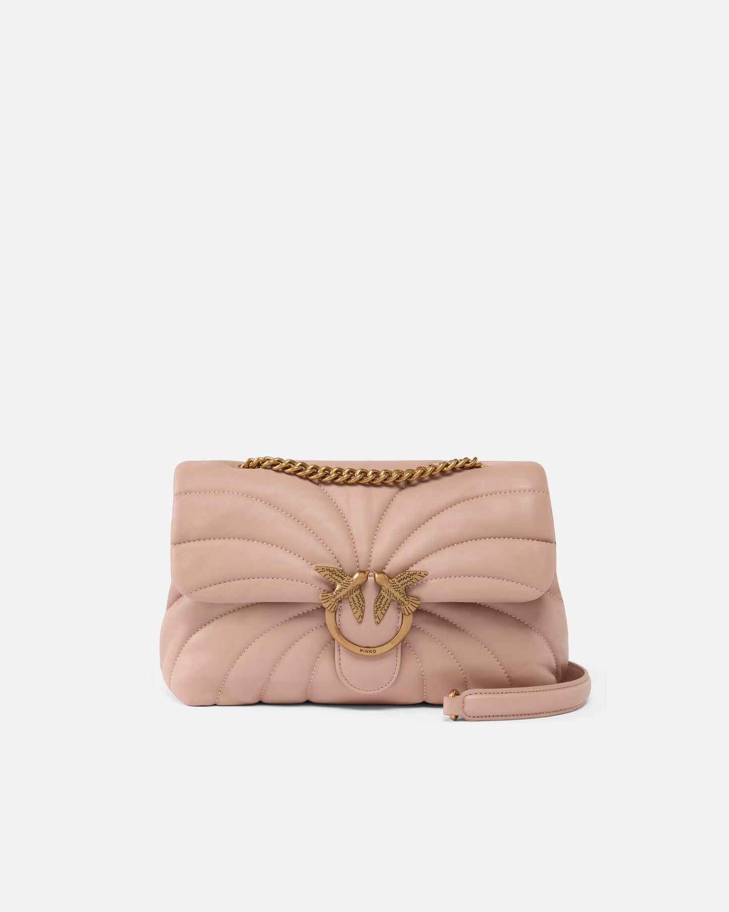Pinko Borsa a tracolla grande Love Bag Puff trapunta farfalla rosa toast