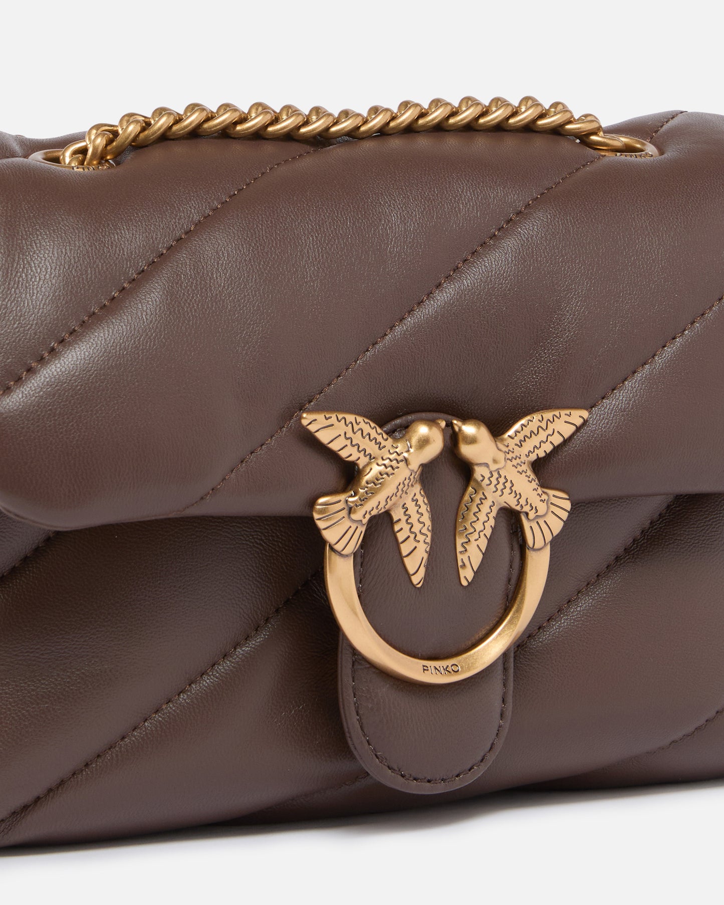 Pinko Mini Love Bag Puff Maxi Quilt marrone