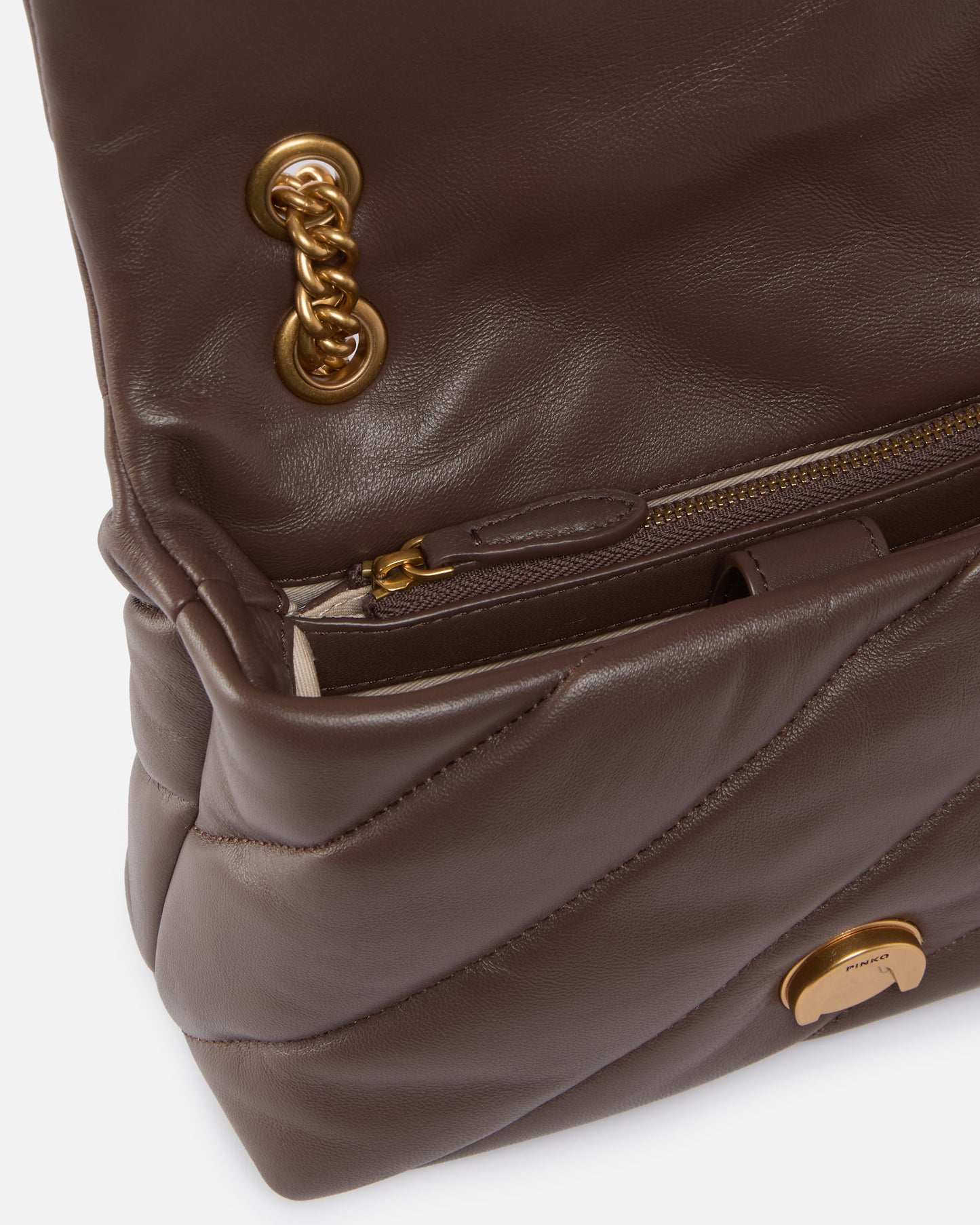 Pinko Mini Love Bag Puff Maxi Quilt marrone