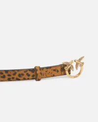 Pinko Cintura con stampa leopardata e fibbia Love Birds 2 cm