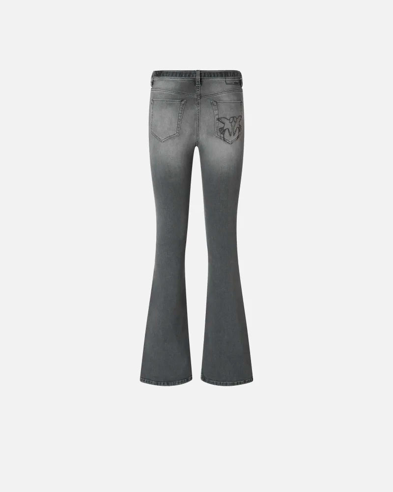 Pinko Jeans a zampa in denim grigio Flora