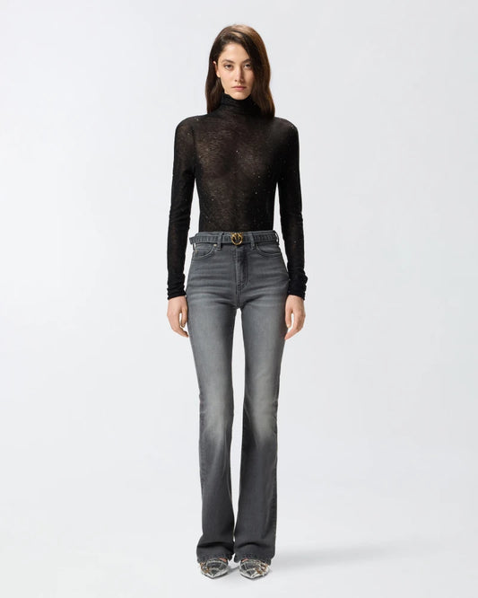 Pinko Jeans a zampa in denim grigio Flora