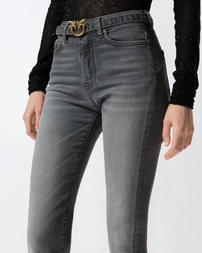 Pinko Jeans a zampa in denim grigio Flora