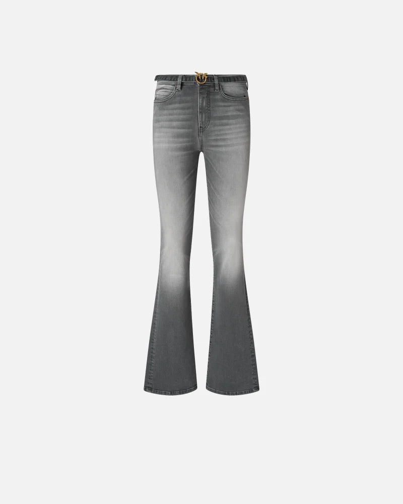 Pinko Jeans a zampa in denim grigio Flora