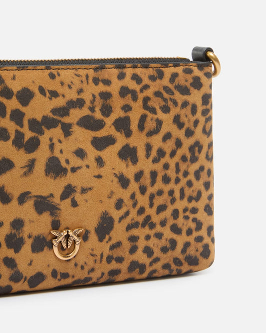 Pinko Bustina piccola a tracolla in suede leopardato