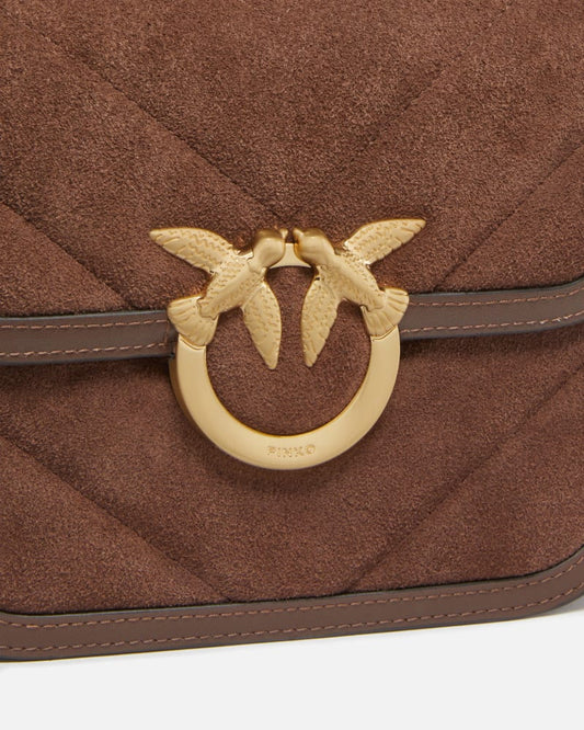 Pinko Borsa a spalla piccola Mini Love Bag Box in pelle scamosciata