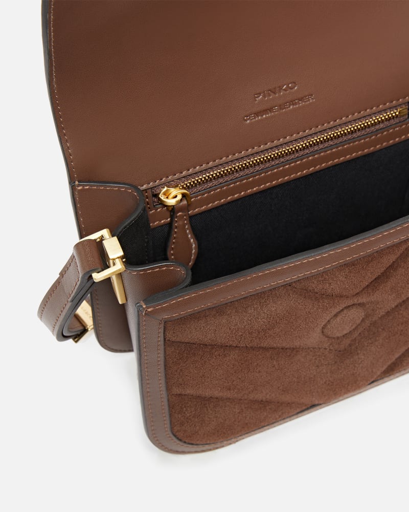 Pinko Borsa a spalla piccola Mini Love Bag Box in pelle scamosciata