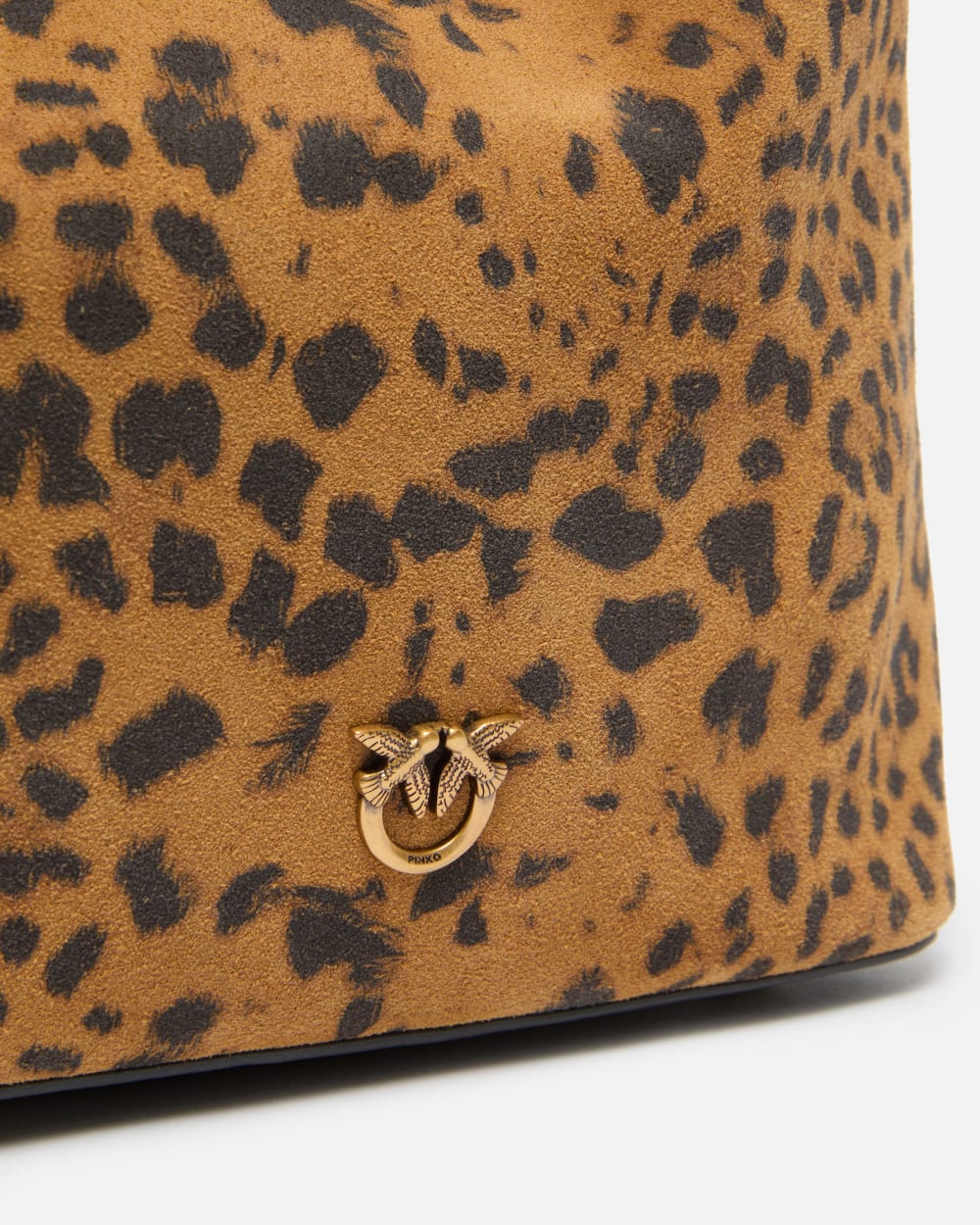 Pinko Borsa secchiello a tracolla piccola in suede leopardato