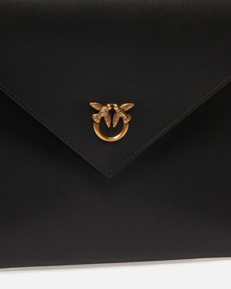 Pinko Pochette a mano in pelle con logo Love Birds Flat