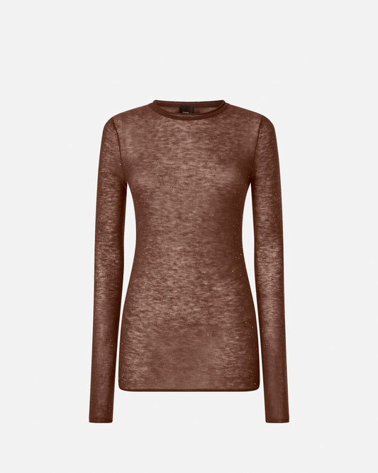 Pinko Maglia girocollo con paillettes  brown