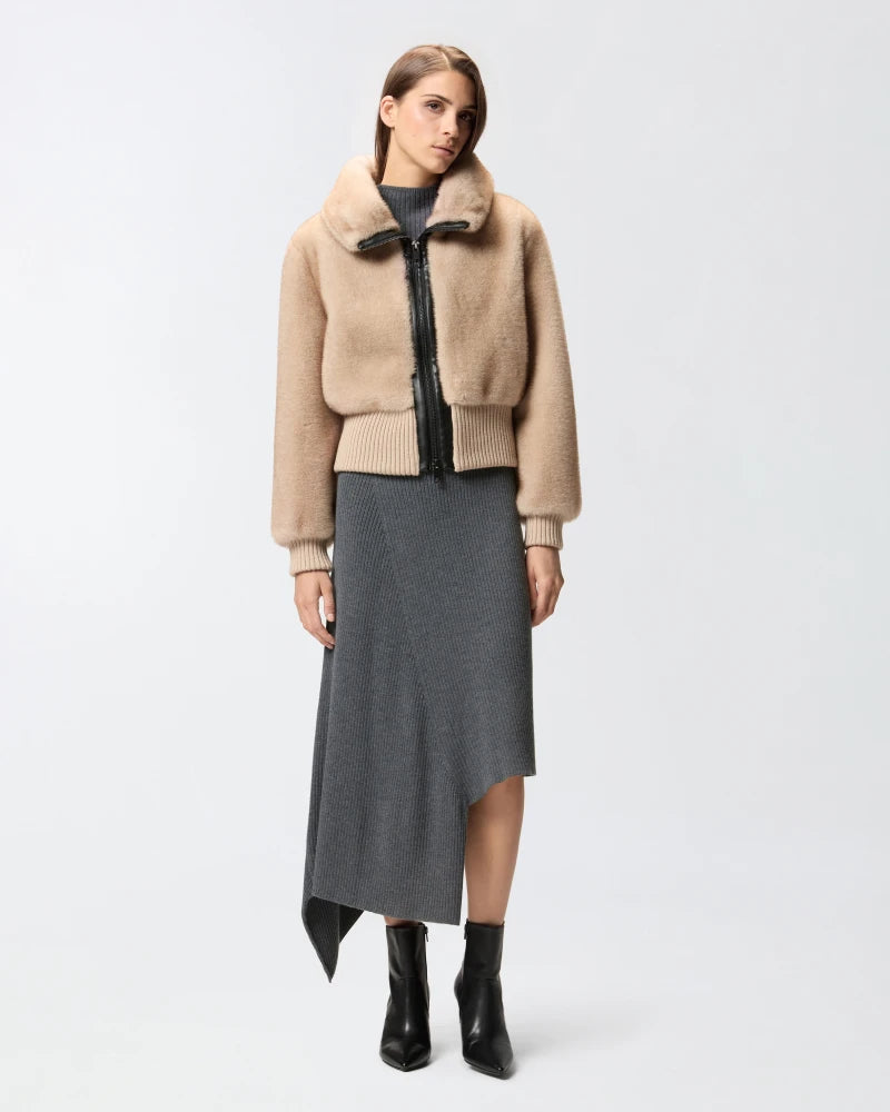 Pinko Bomber in tessuto effetto pelliccia Bagels
