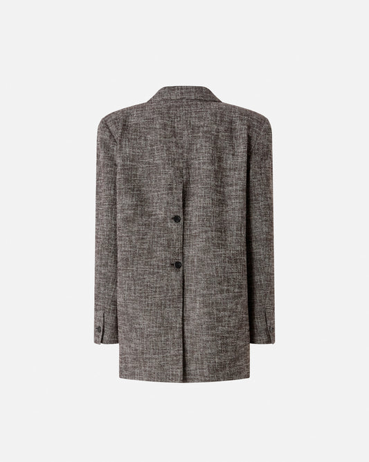 Pinko Double-Breasted Flannel Blazer with Gnocchetto