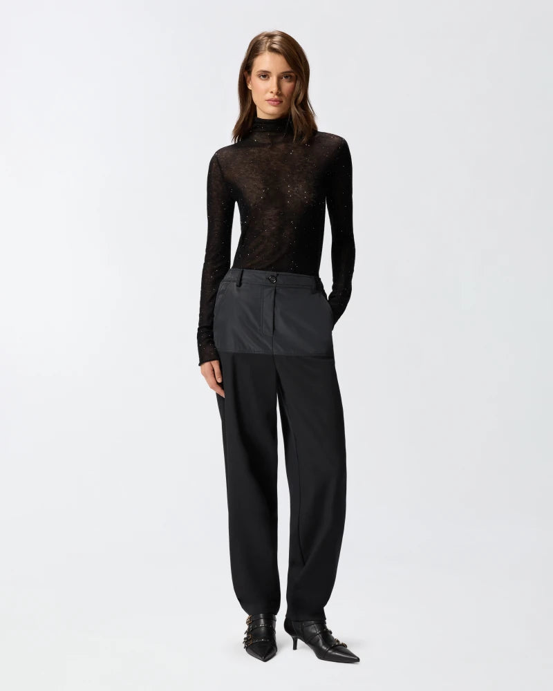 Pinko Maglia aderente a collo alto con micro paillettes Moss