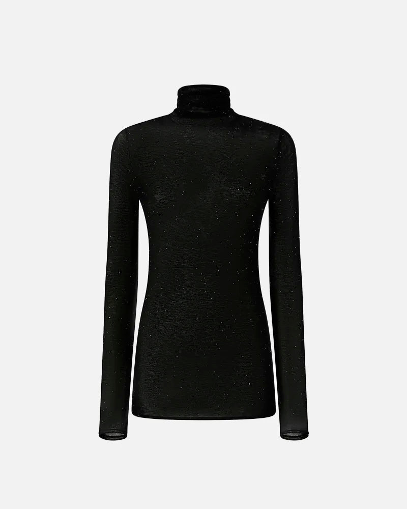 Pinko Maglia aderente a collo alto con micro paillettes Moss
