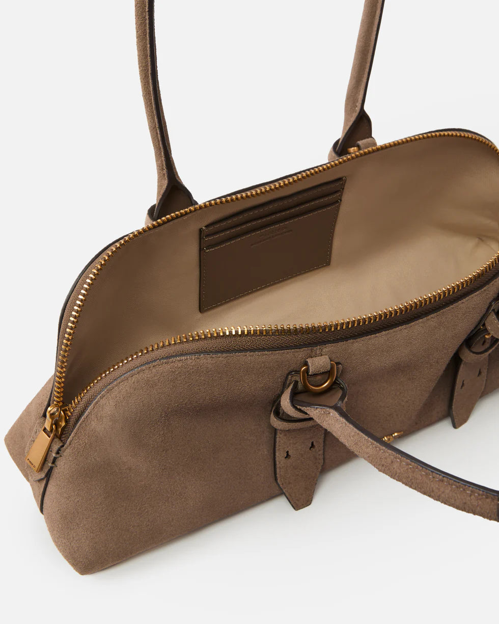 Pinko Borsa grande a spalla Escape Bag Horizontal in suede brown