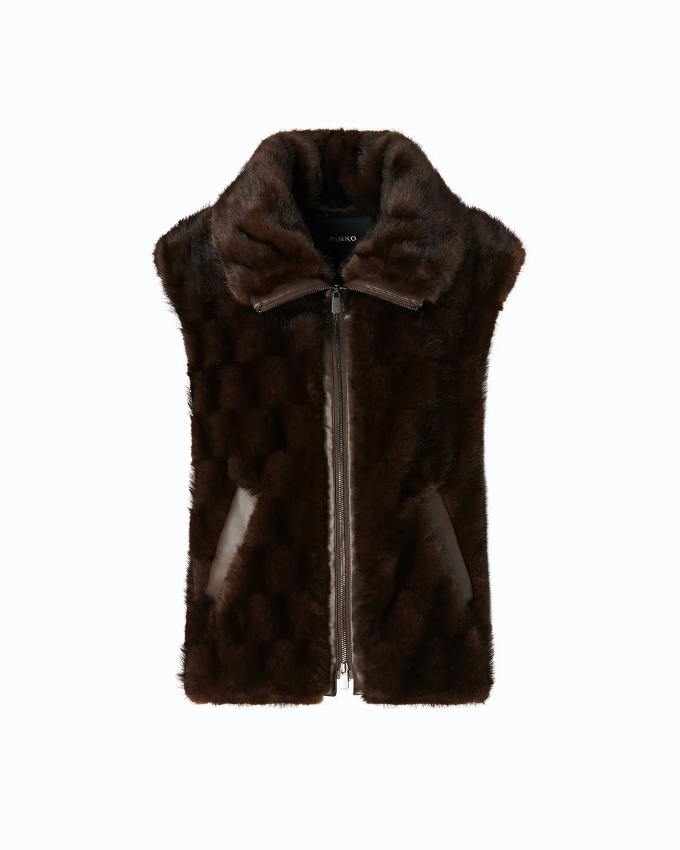 Pinko Gilet effetto pelliccia con zip Glossinia