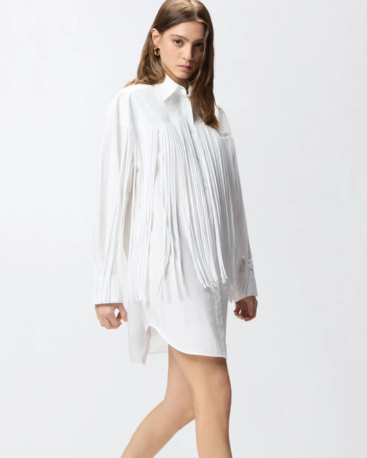 Pinko Abito corto chemisier con frange