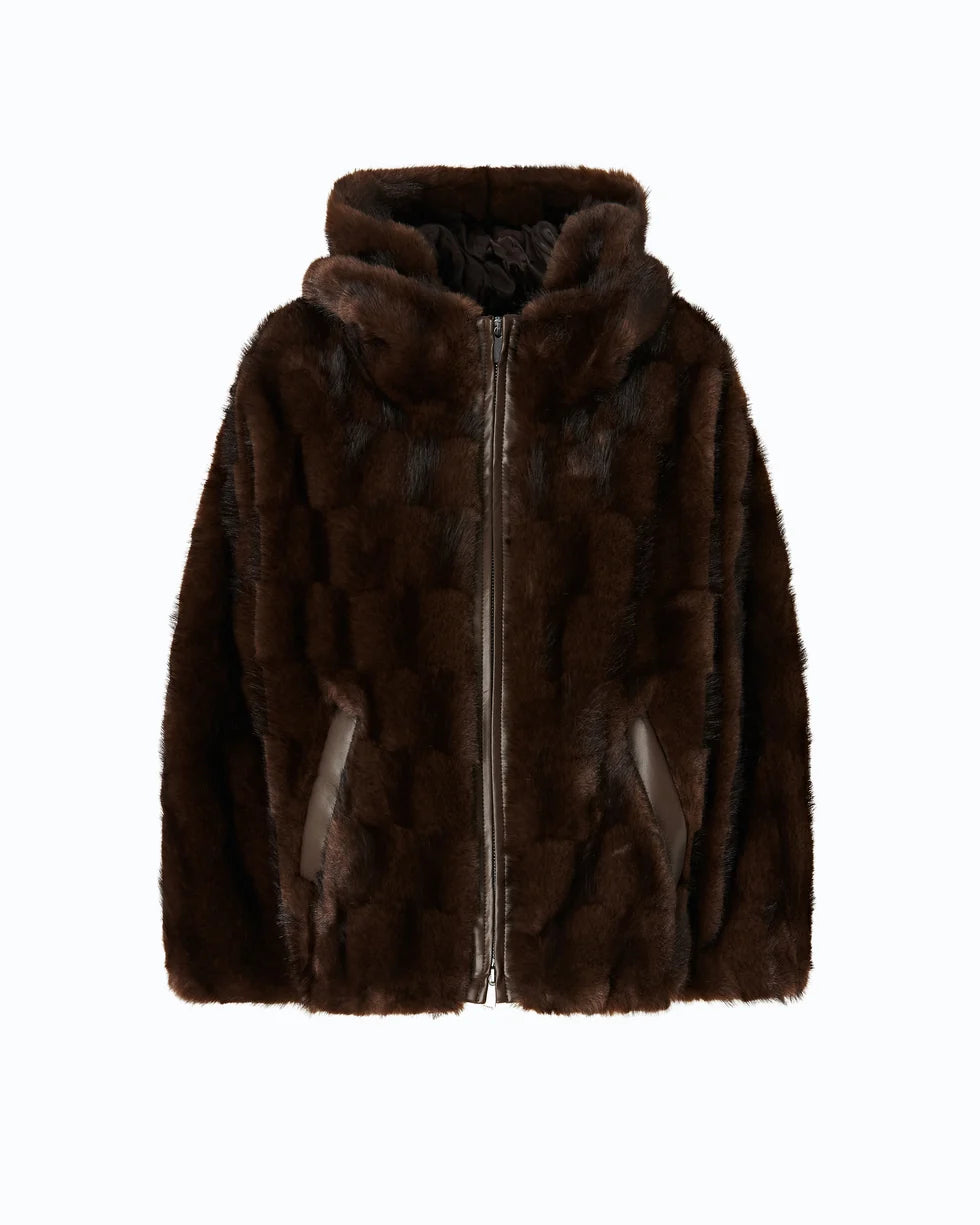 Pinko Giacca blouson effetto pelliccia con cappuccio Cadetia