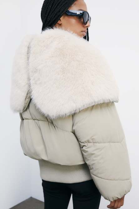 Patrizia Pepe Bomber corto oversize con collo fluffy