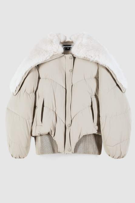 Patrizia Pepe Bomber corto oversize con collo fluffy