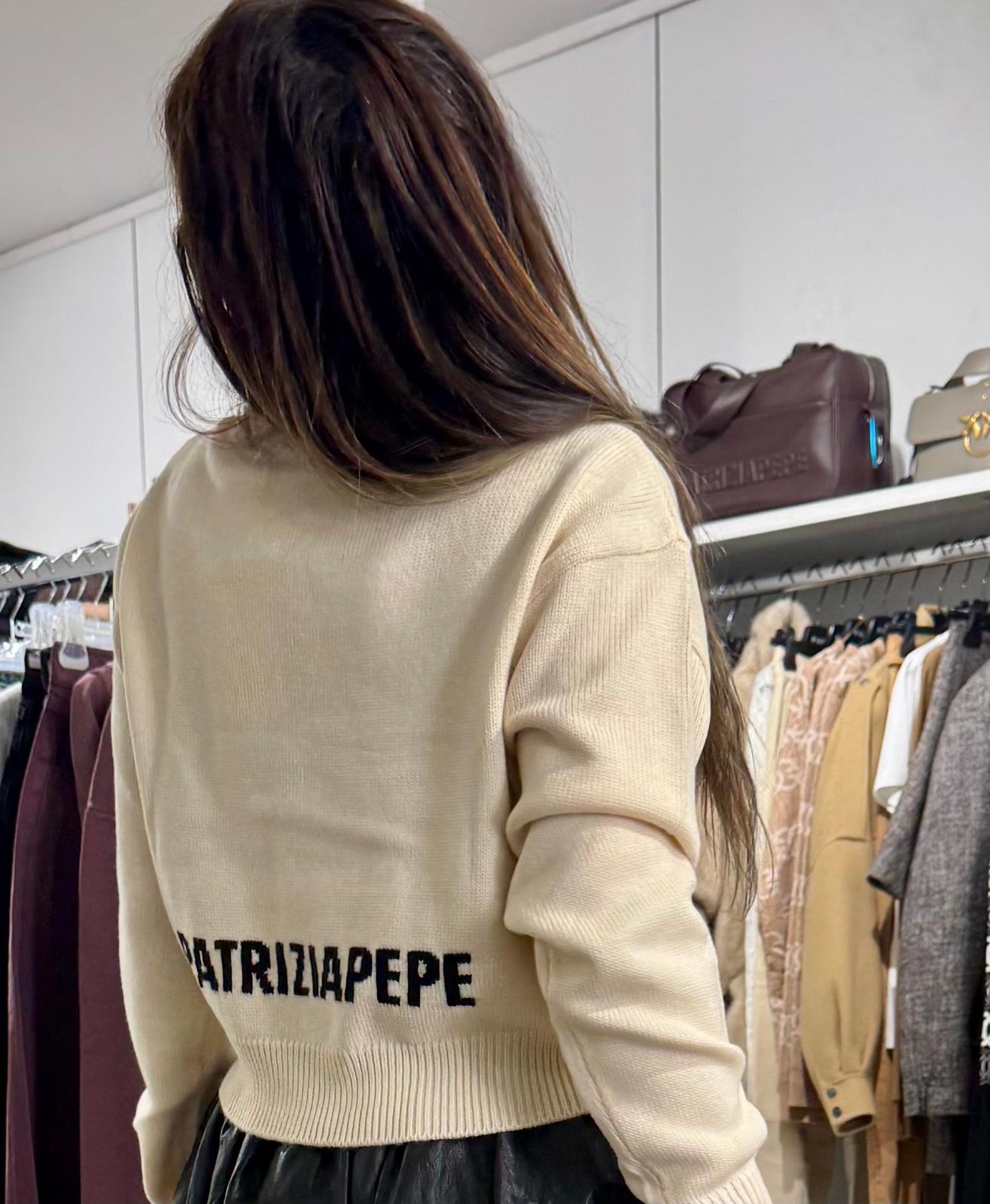 Patrizia pepe Maglione Logo sul retro panna
