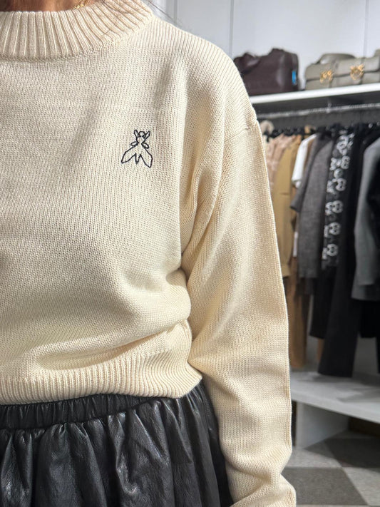 Patrizia pepe Maglione Logo sul retro panna