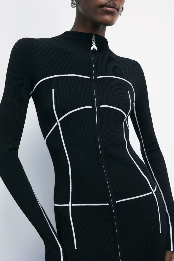Patrizia Pepe Abito midi dolcevita full zip in maglia