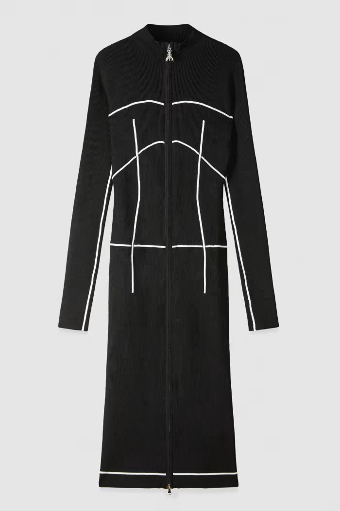 Patrizia Pepe Abito midi dolcevita full zip in maglia