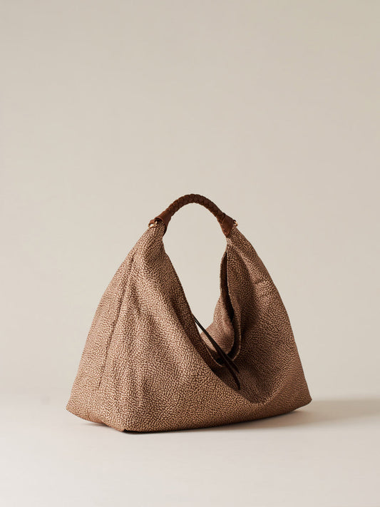 Borbonese PLIE BORSA HOBO MEDIUM beige