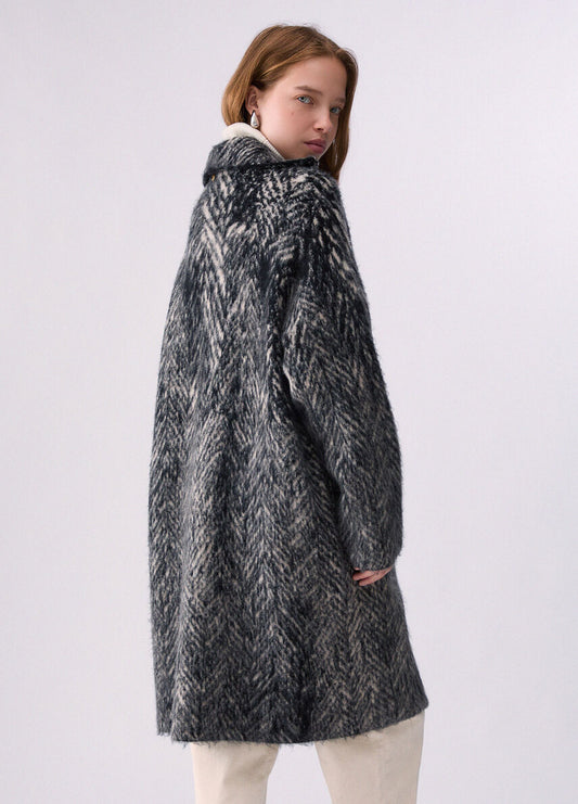 Liu Jo Cappotto jacquard in maglia spazzolata