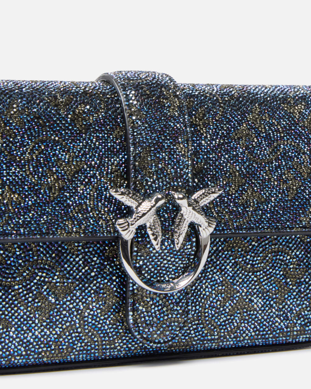 Pinko Borsa a spalla Baby Love Bag Slouchy in pelle full strass argento