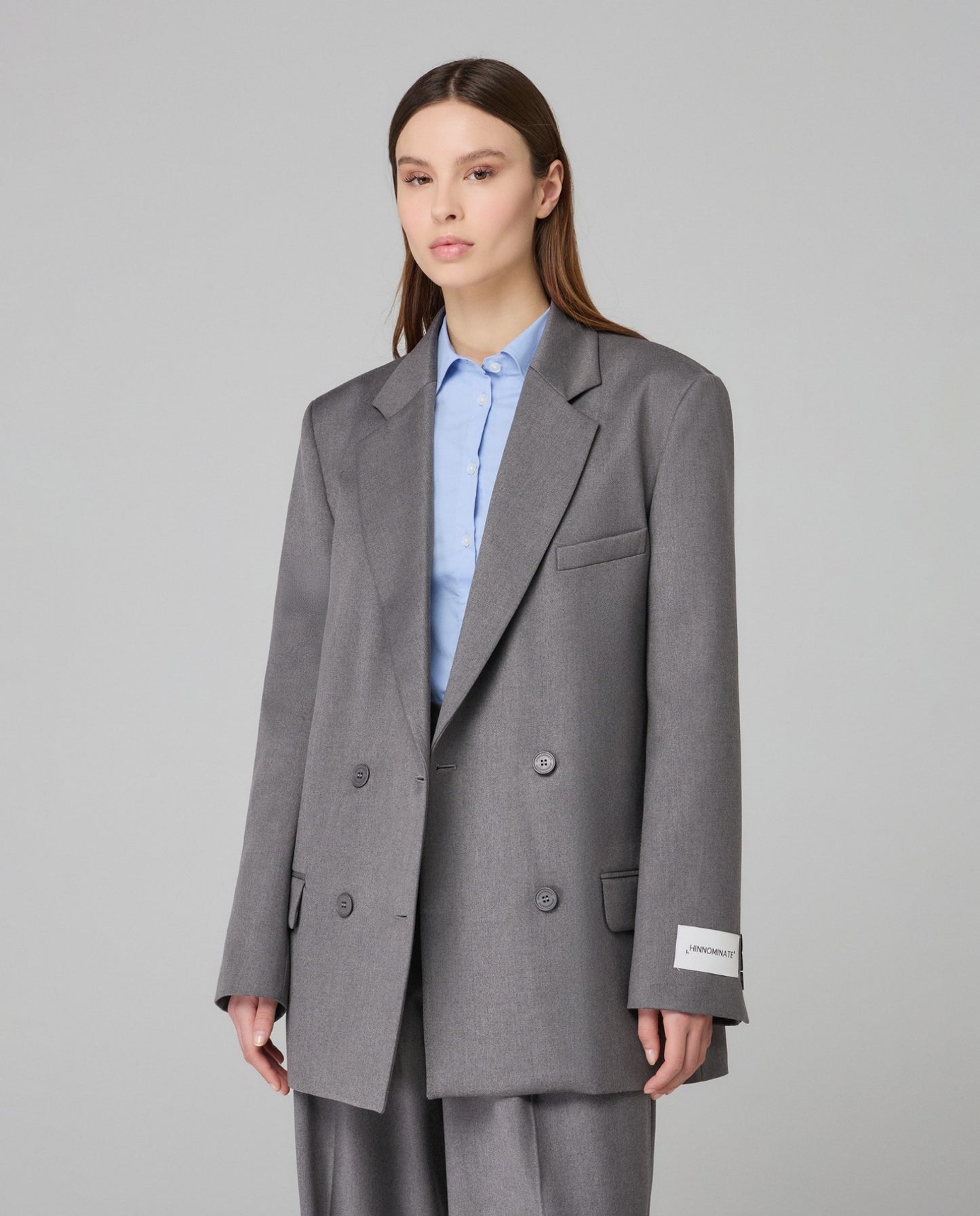 Hinnominate Blazer Doppiopetto Con Spalline • Grigio Melange