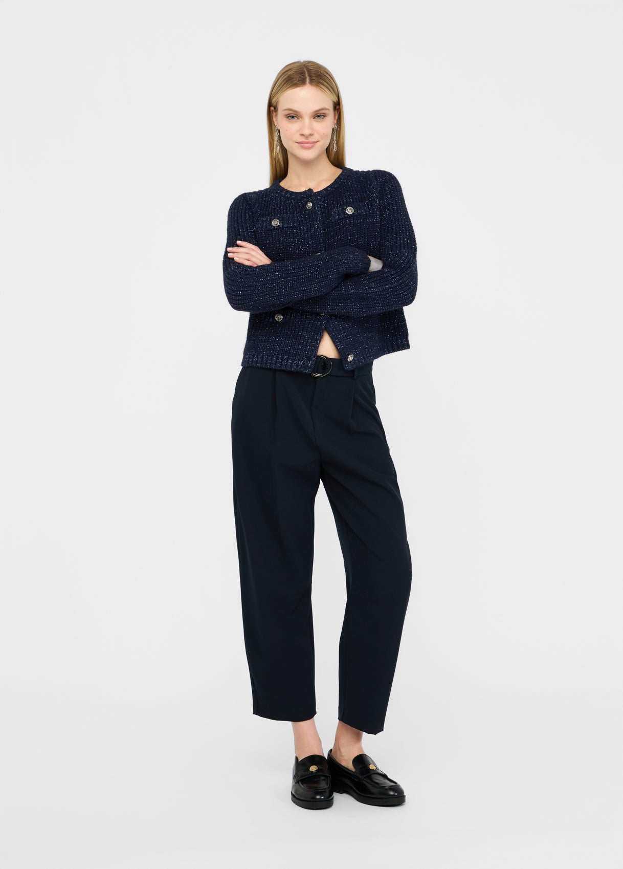 Liu Jo Pantaloni balloon con pince blu navy