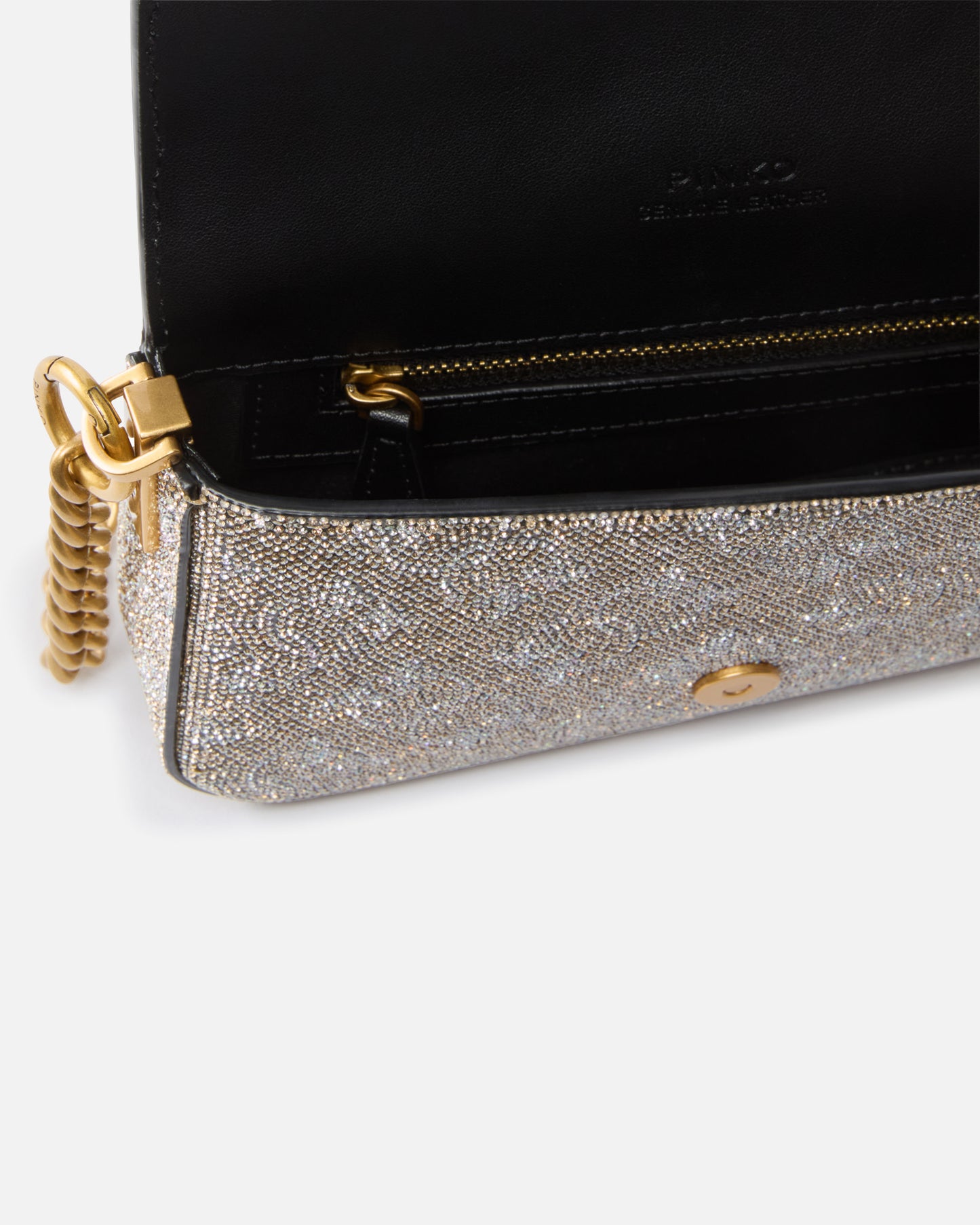 Pinko Borsa a spalla Baby Love Bag Slouchy in pelle full strass