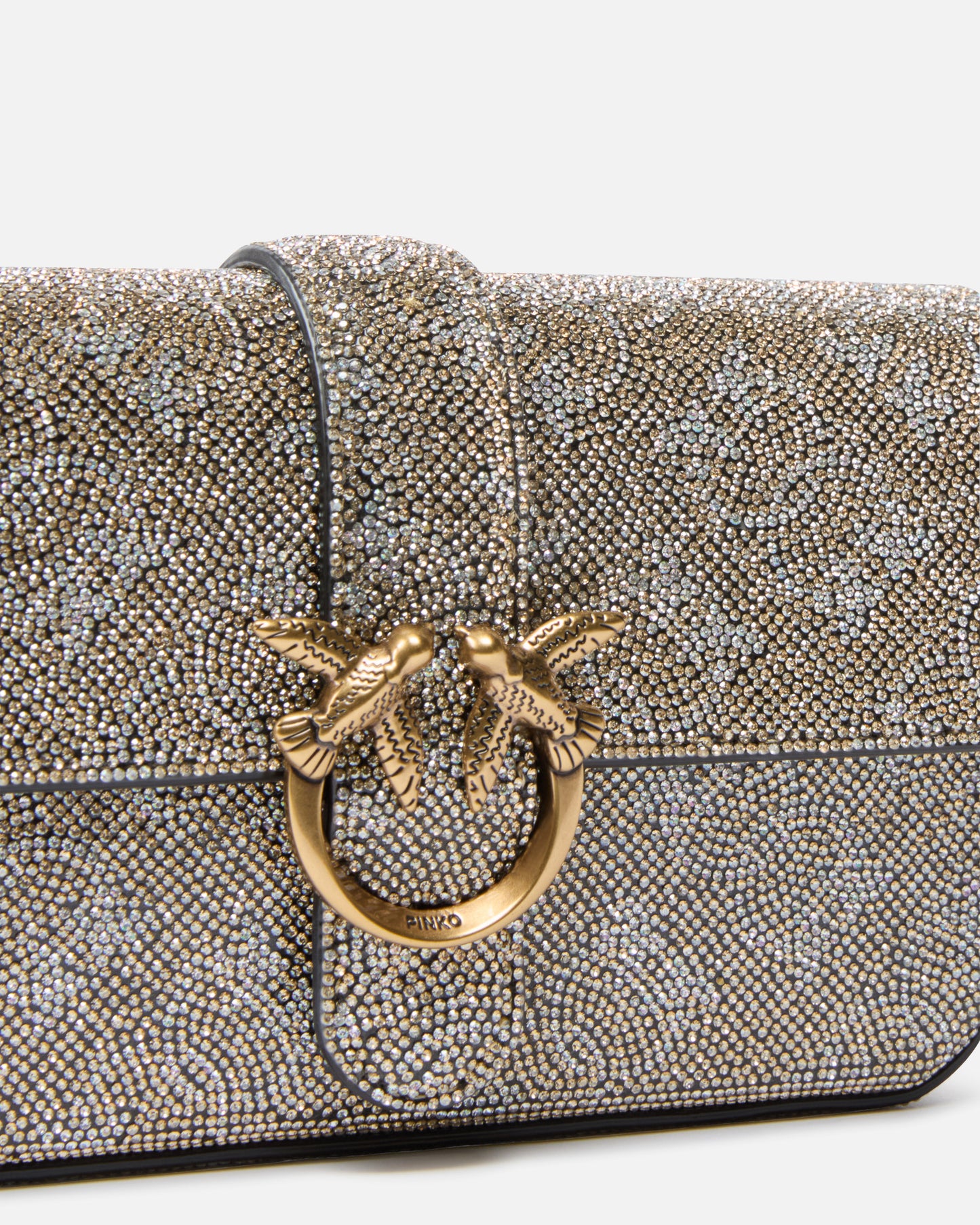 Pinko Borsa a spalla Baby Love Bag Slouchy in pelle full strass