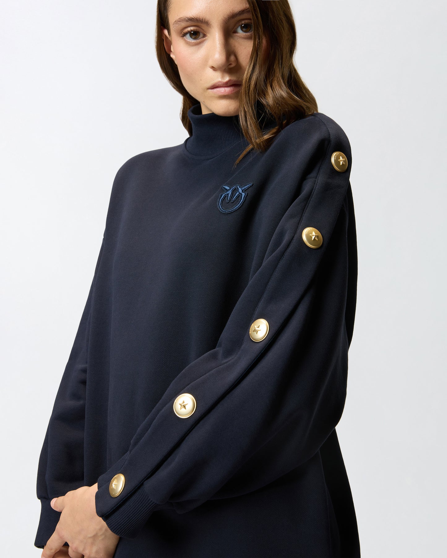 Pinko Maxi maglia in felpa con bottoni blu