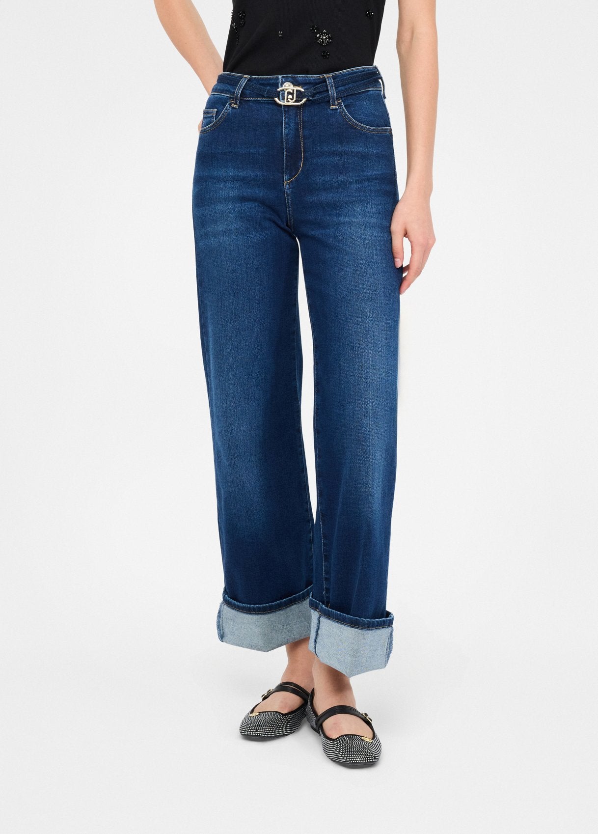 Liu Jo Jeans flare cropped con cintura