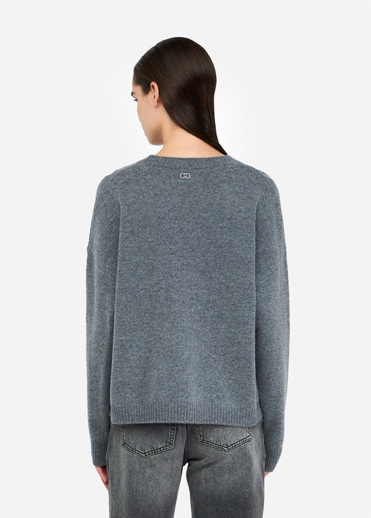 Liu Jo Maglia 100% lana con cut-out grigio melange