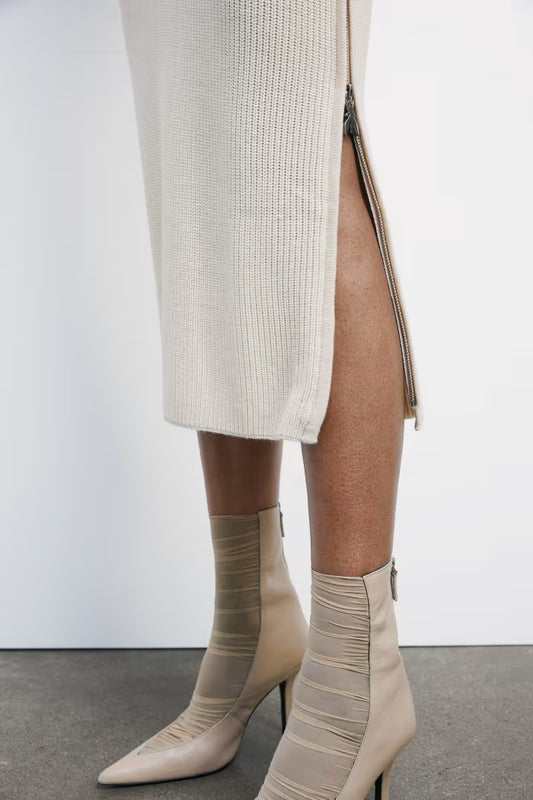 Patrizia Pepe Gonna midi "ESSENTIAL" in maglia bianco