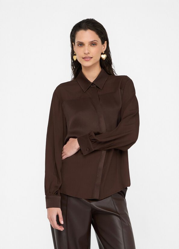 Liu Jo Camicia in crêpe de chine cioccolato