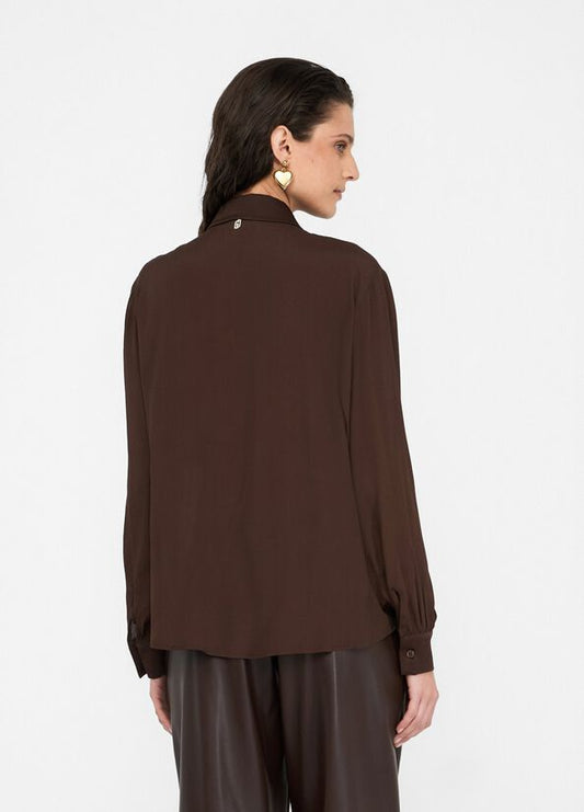 Liu Jo Camicia in crêpe de chine cioccolato