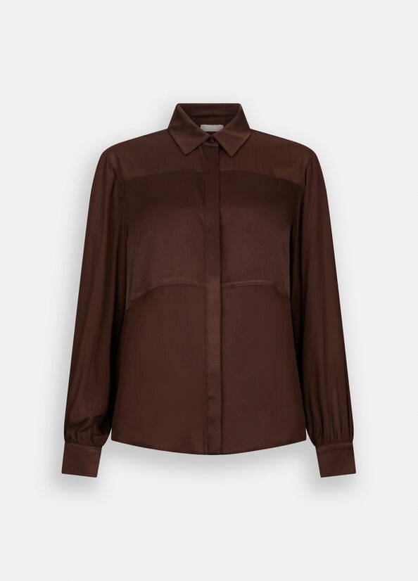 Liu Jo Camicia in crêpe de chine cioccolato