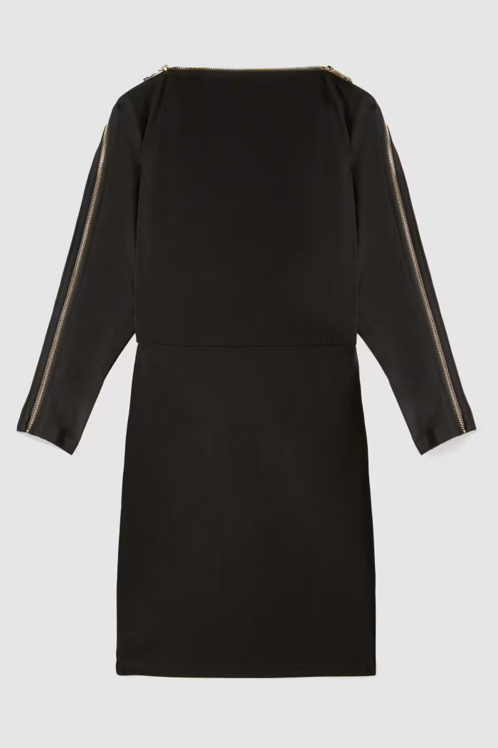 Patrizia Pepe Abito mini full zip in jersey stretch nero