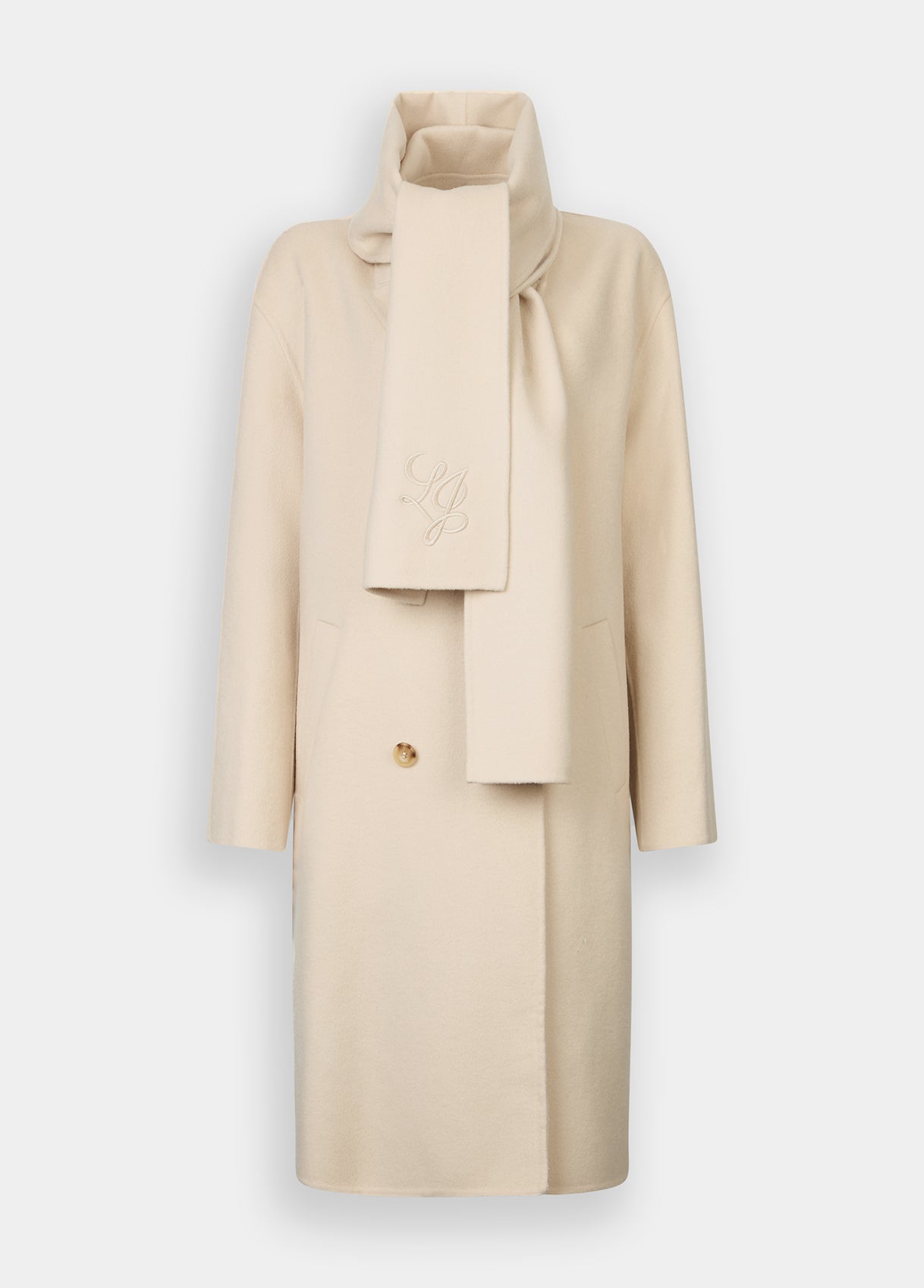 Liu Jo Cappotto in lana con sciarpa natural honey