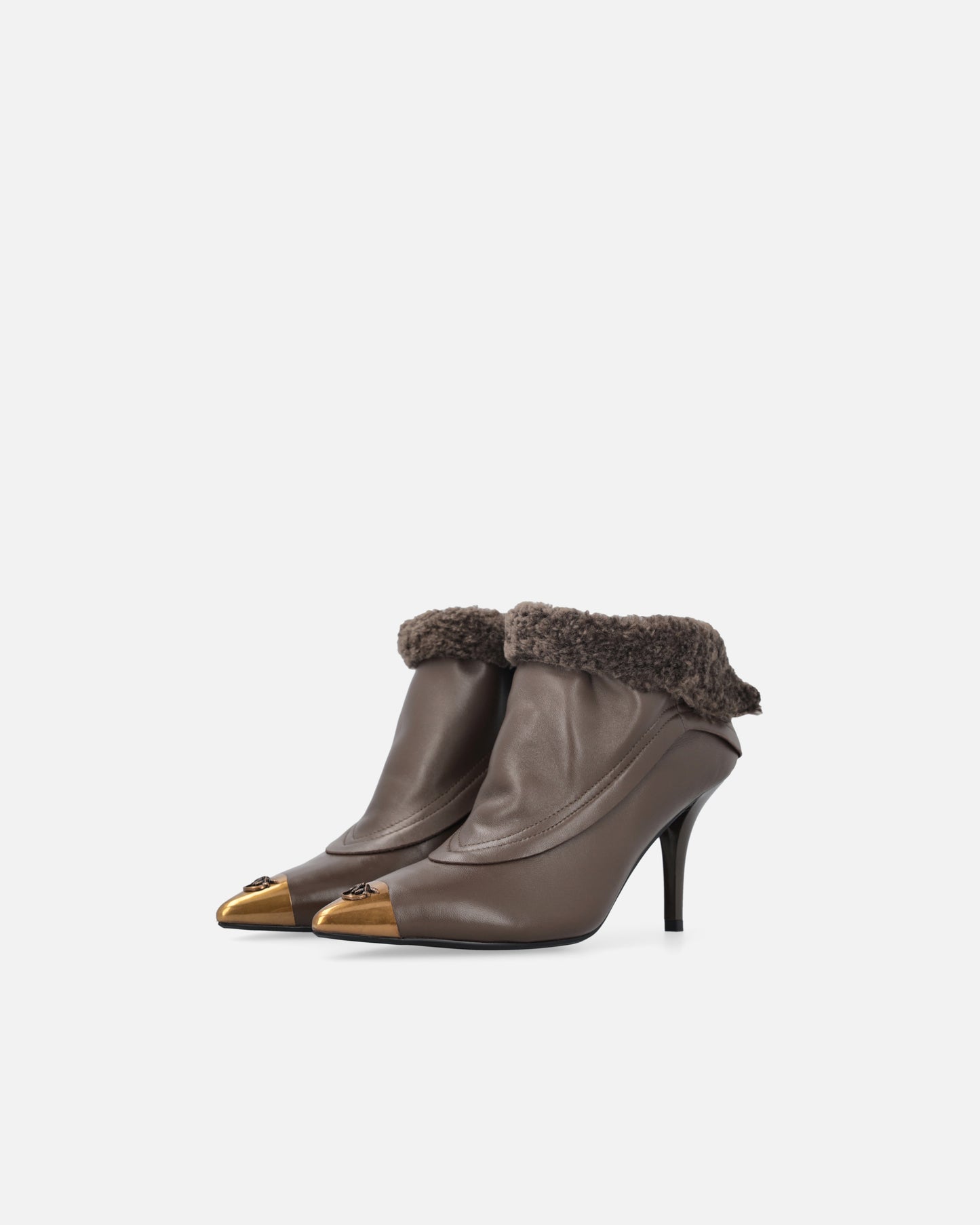 Pinko Stivaletti effetto pelliccia con punta metallizzata Lucy 25