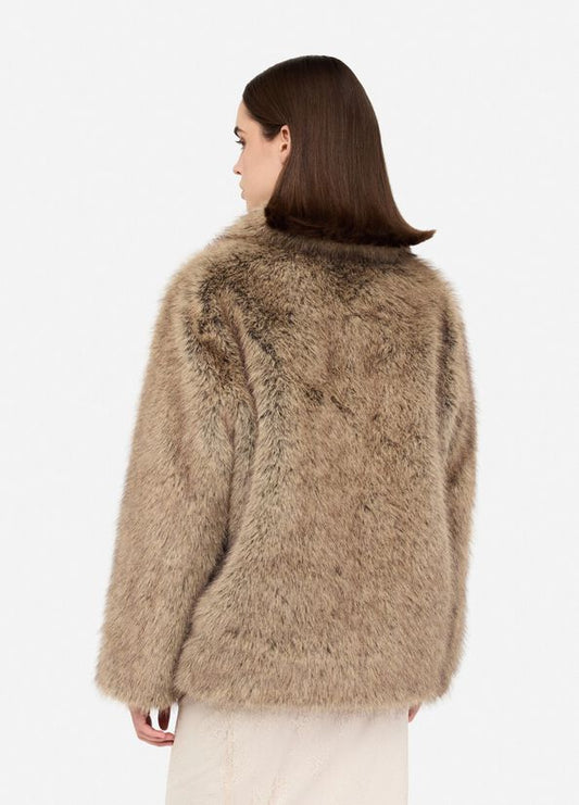 Liu JoGiacca in pelliccia sinteticabrown wolf