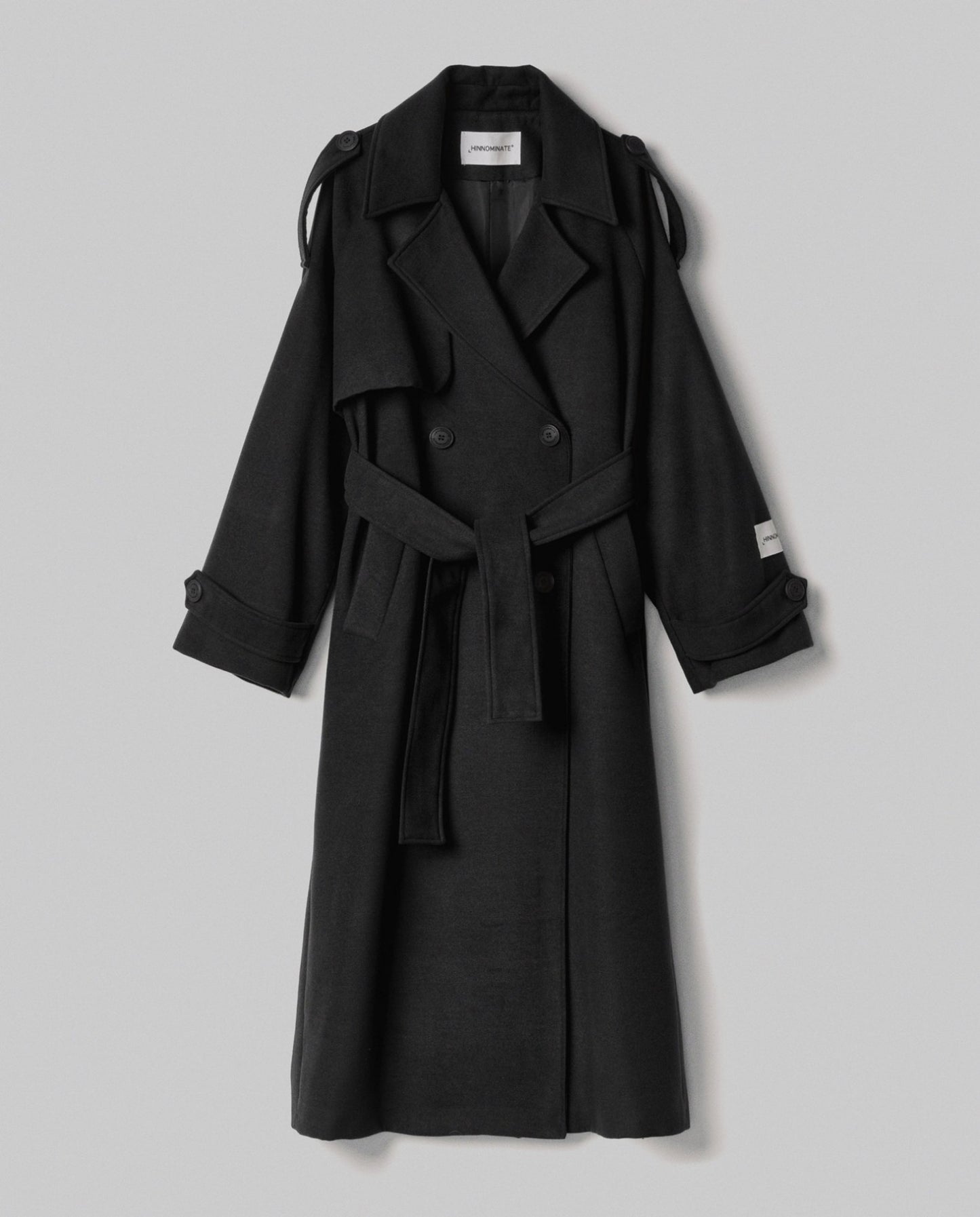 Hinnominate Cappotto Over In Panno Con Cintura W Spacco Dietro