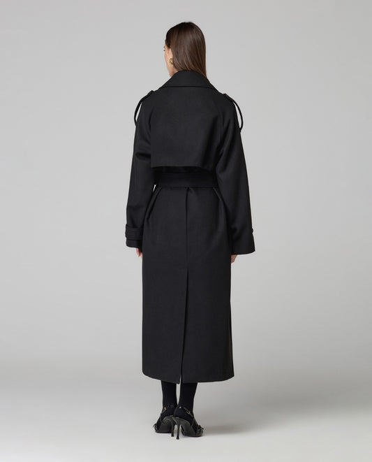 Hinnominate Cappotto Over In Panno Con Cintura W Spacco Dietro