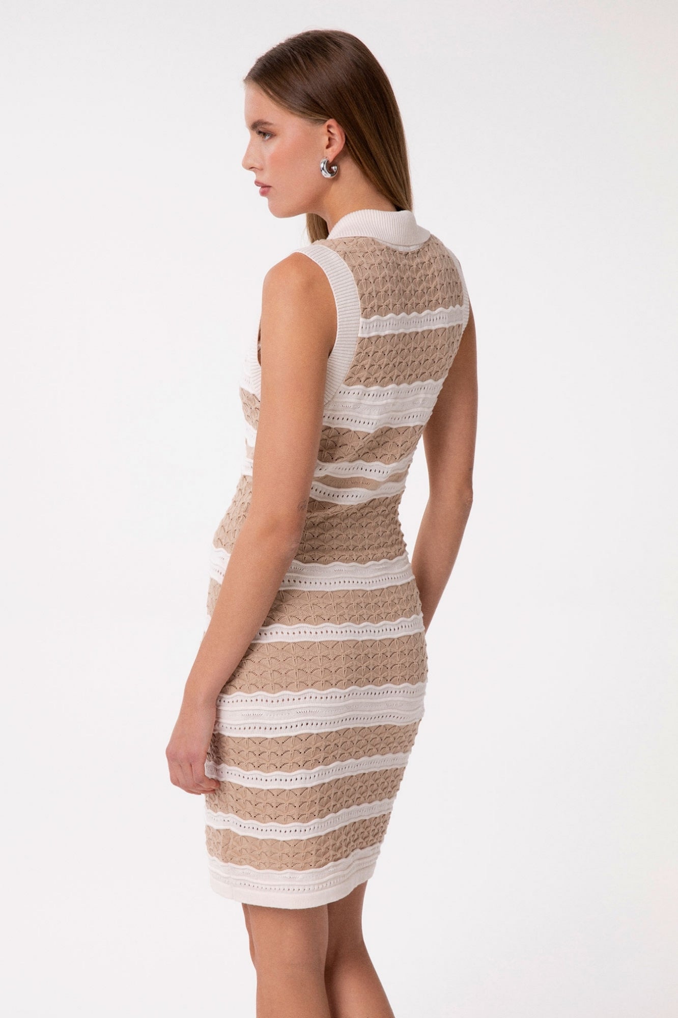 Abito In Maglia Collo Polo • Beige - Gaëlle Paris